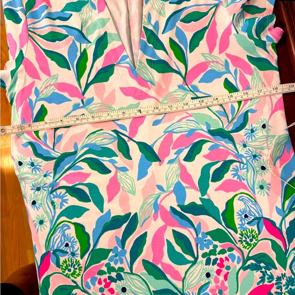 Lilly Pulitzer UPF 50+ Sophiletta Short Sleeve Dress, Water Lilly Green Leaf Me - Picture 12 of 14